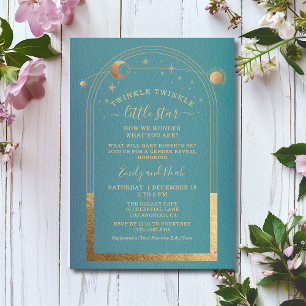 Invitation Baby shower mystique Turquoise Gold Sun Moon Stars