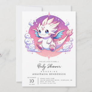 Invitation Baby shower mythique Pastel Dragon