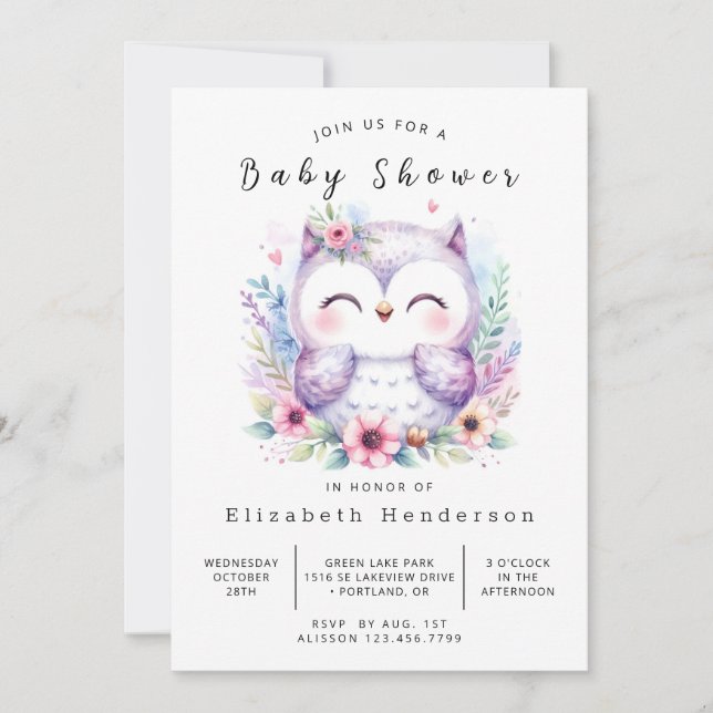 Invitation Baby shower Nature Online Owl (Devant)