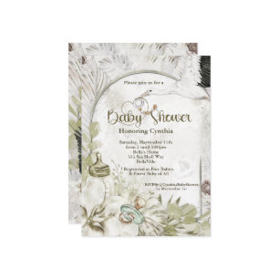 Invitation Baby shower naturel botanique