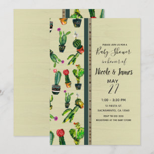 Invitation Baby Shower Naturel de Plante de Cactus du Sud-Oue