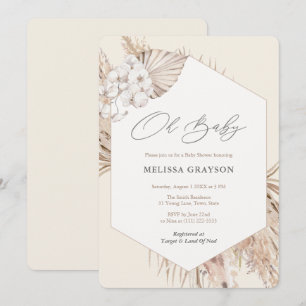 Invitation Baby shower naturel neutre genre Pampas Grass