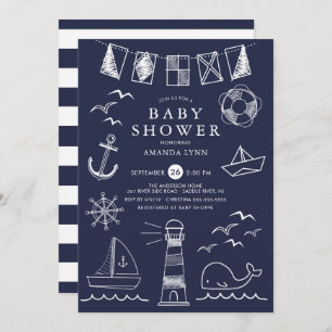 Invitation Baby shower Nautical Sailboat Boy