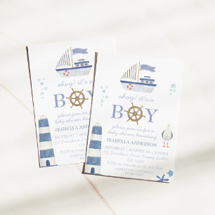Invitation Baby shower Nautical Sailboat Boy