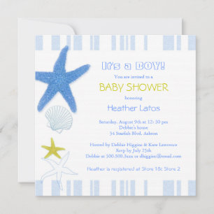 Invitation Baby shower Nautical Starfish Baby Boy