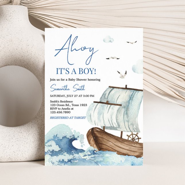 Invitation Baby shower nautique (Ahoy It's A Boy Baby Shower Invitation)