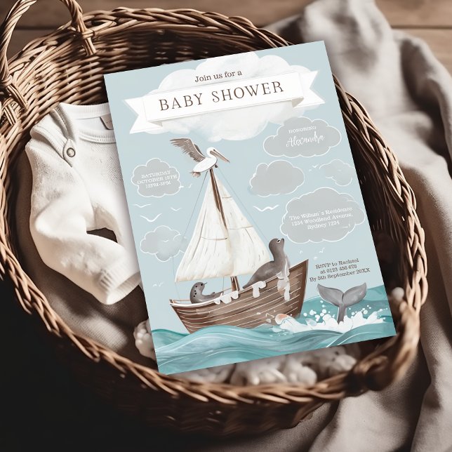 Invitation Baby shower nautique (Créateur téléchargé)