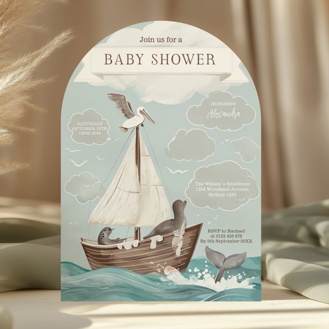 Invitation Baby shower nautique (Créateur téléchargé)
