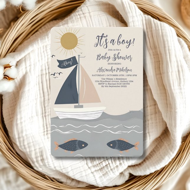 Invitation Baby shower nautique (Créateur téléchargé)