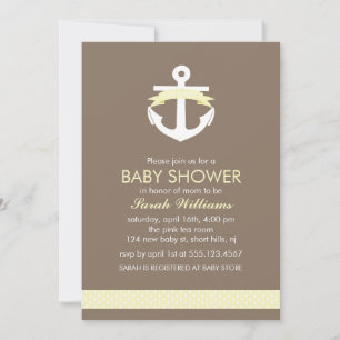 Invitation Baby shower nautique Ancre jaune
