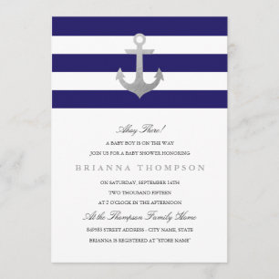 Invitation Baby shower Nautique   Argent