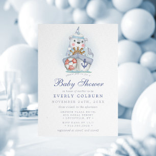 Invitation Baby shower Nautique Bear Sailboat