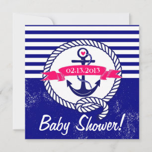 Invitation Baby shower nautique bleu de la marine