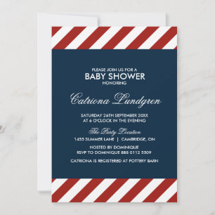 Invitation Baby shower nautique bleu et rouge
