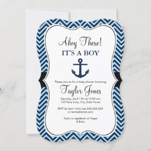 Invitation Baby shower Nautique Blue Navy