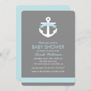 Invitation Baby shower nautique de garçon d'Ancre bleu-clair