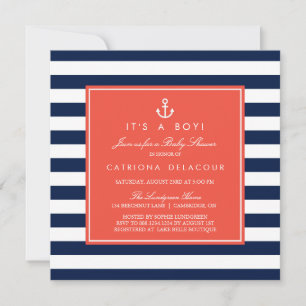 Invitation Baby shower nautique de la Marine et du