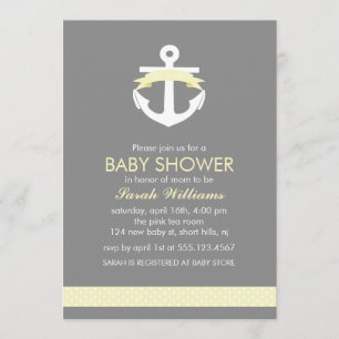 Invitation Baby shower nautique de thème d'Ancre jaune