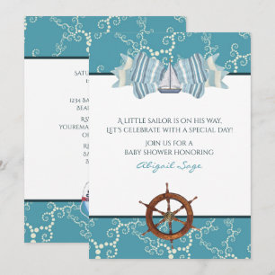 Invitation Baby shower Nautique de voilier et de roue de bate