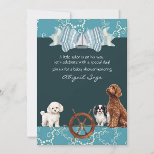 Invitation Baby shower nautique et Chiens Boy