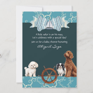 Invitation Baby shower nautique et Chiens Boy