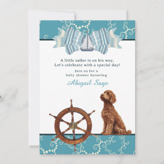 Invitation Baby shower nautique et Goldendoodle Boy