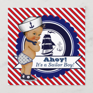 Invitation Baby shower Nautique Ethnique Little Sailor