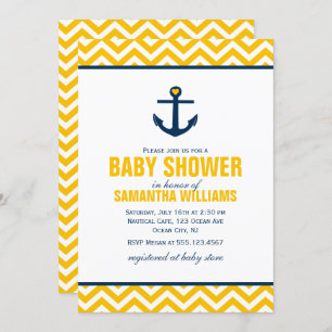 Invitation Baby shower nautique jaune