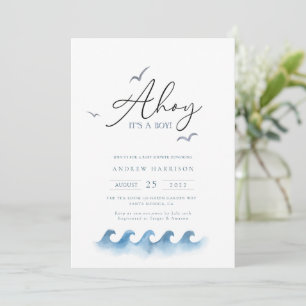 Invitation Baby shower nautique minimal Ahoy Boy's