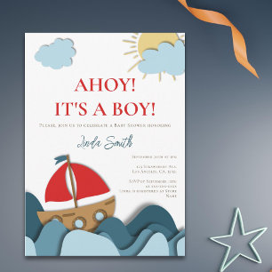 Invitation Baby shower nautique moderne