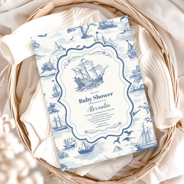 Invitation Baby shower Nautique Toile (Créateur téléchargé)