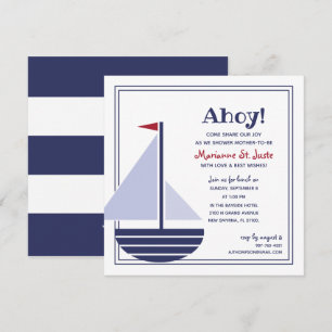 Invitation baby shower nautique voilier garçon ou fille