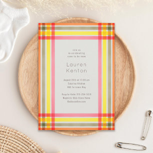 Invitation Baby shower Neon Plaid