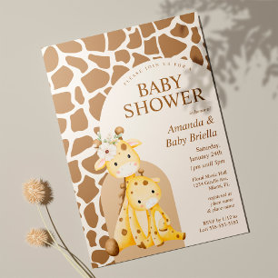 Invitation Baby shower Neutral Mama et Baby Giraffe