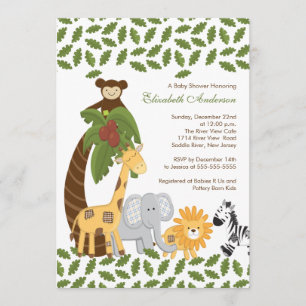 Invitation Baby shower neutre animal de safari de jungle