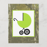 Baby shower neutre - chariot et camouflage verts