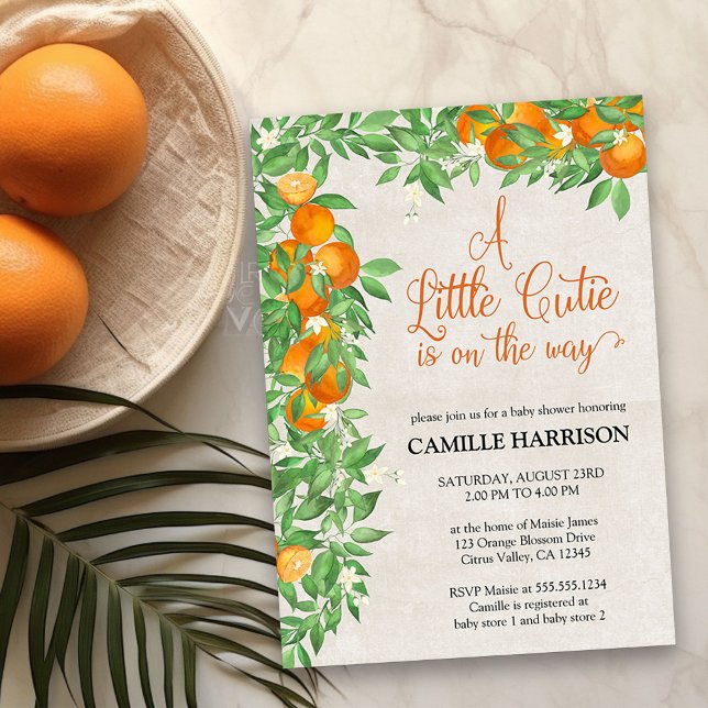 Invitation Baby shower neutre Citrus Orange Little Cutie (Little Cutie baby shower invitation from my Citrus Orange Baby Shower collection)