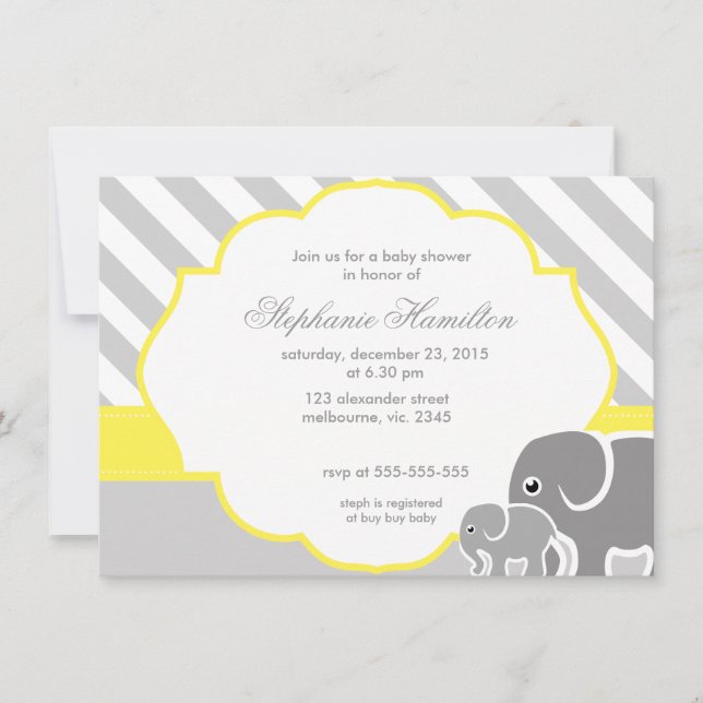 Invitation baby shower neutre de citron gris (Devant)