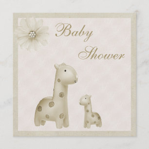 Invitation Baby shower neutre de cru de girafes de maman et