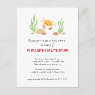 Invitation baby shower neutre de Cute kawaii et d'algues
