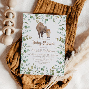 Invitation Baby shower neutre de genre Bison