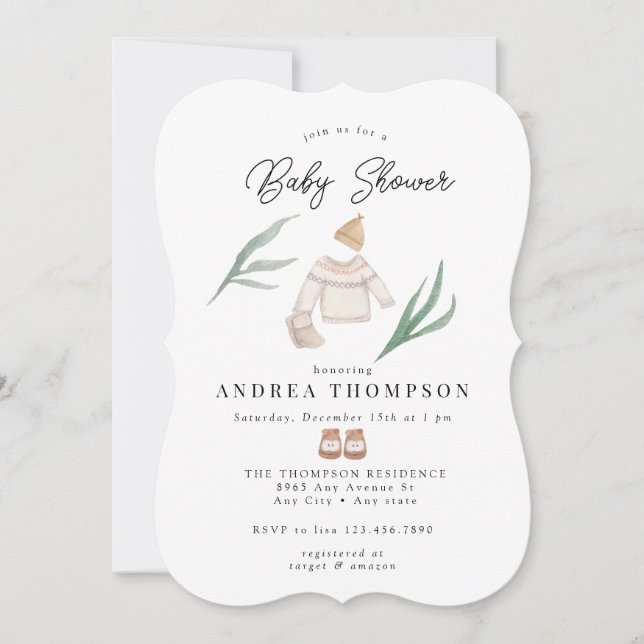 Invitation Baby shower neutre de genre Boho (Devant)