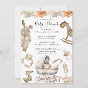 Invitation Baby shower neutre de genre Boho