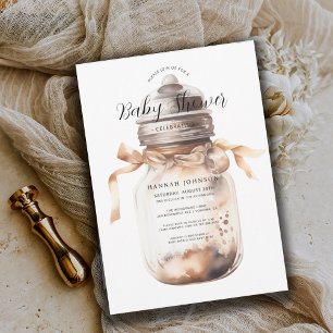 Invitation Baby shower neutre de genre Boho   Bouteille bébé