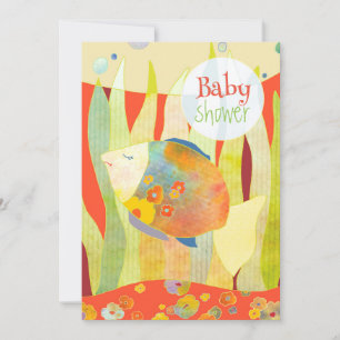Invitation Baby shower neutre de genre de poisson de fleurs