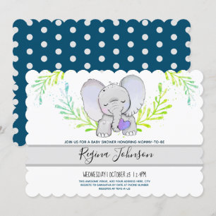 Invitation Baby shower neutre de genre éléphant