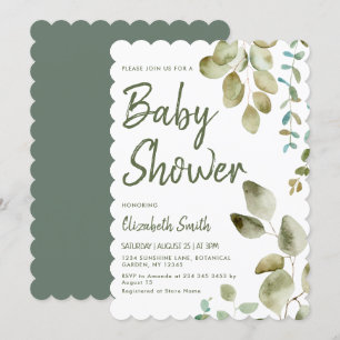 Invitation Baby shower neutre de genre Eucalyptus