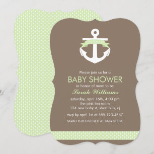 Invitation Baby shower neutre de la Ancre verte