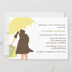 Invitation Baby shower neutre de la mère des parapluies jaune