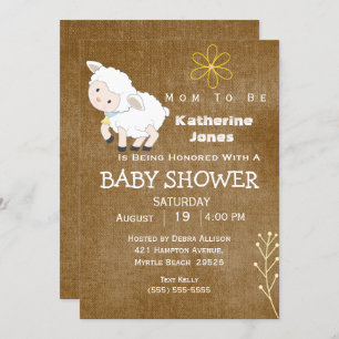 Invitation Baby shower neutre de l'agneau mignon